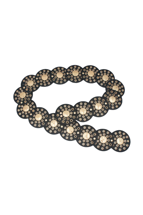 boho disc belt, western boho belt, black and gold belt, festival accessory