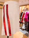 [Queen Of Sparkles] Sequin White and Red Stripe Skirt