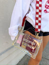 Checkered Beaded Strap - Red