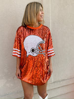 Orange Helmet Sequin Tee
