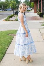 Coastal Oceanic Midi Dress - Blue