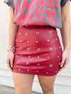 Astra Studded Faux Skirt - Maroon