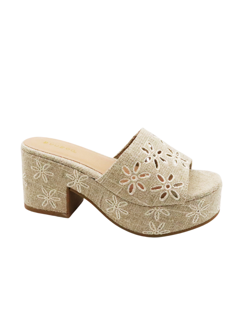 Embroidered Platform Sandal