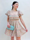 Emily Blooming Mini Dress, Square neck, Girly, Garden Party.