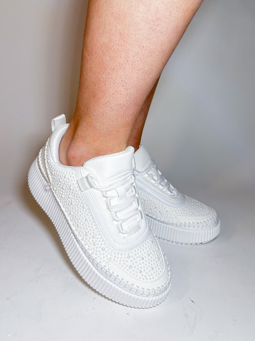 White Pearl Platform Sneakers