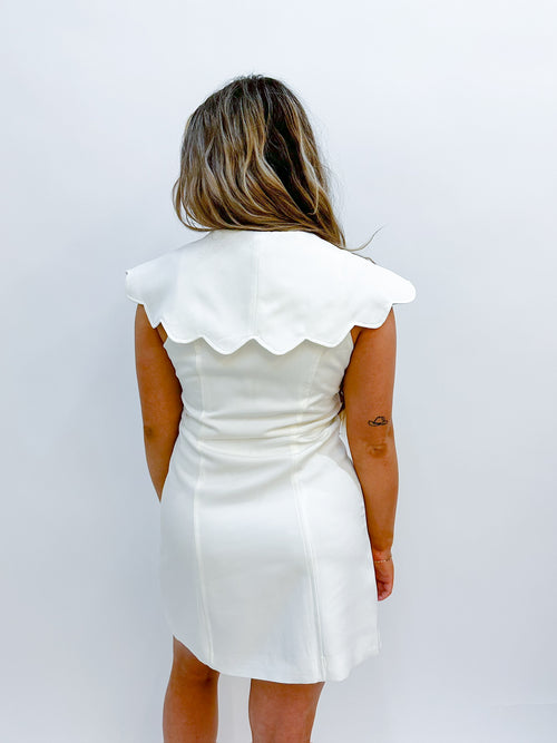 Alexandra Scalloped Mini Dress- White