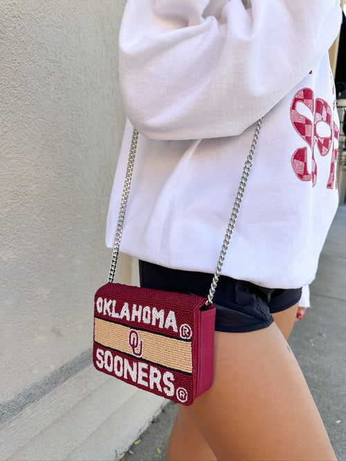 OU Oklahoma Camera Beaded Bag