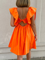 Julia Ruffle Poplin Mini Dress - Orange