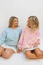 matching best friend pink blue sequin bow sweatshirt