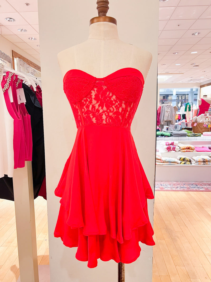 Lisa Red Corset Mini Dress
