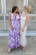 lilac purple white maxi dress