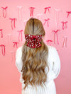 Rhinestone Pearl Hair Clip Bow - Red