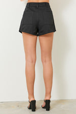 Back Pocket Denim Shorts in Black