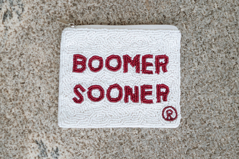 Boomer Sooner Beaded Pouch - White