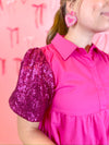Emery Pink Sequin Sleeve Dress