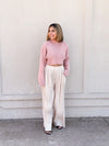 Unwritten Love Cropped Sweater- Rose