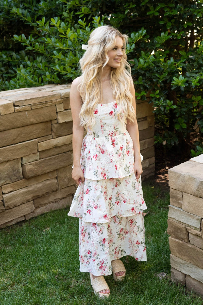 Whimsical Strapless Midi Dress