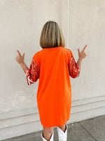 Orange Helmet Sequin Tee