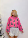 All Over Christmas Tree Sweater - Pink