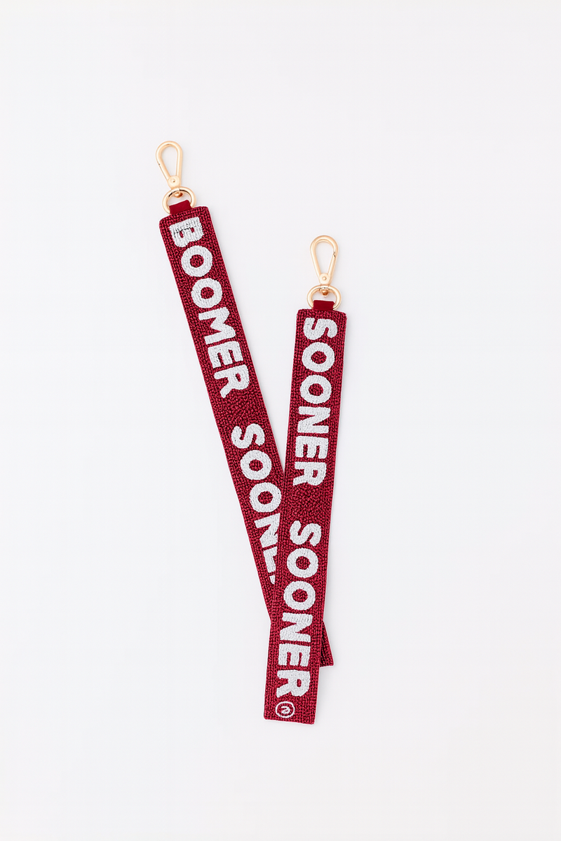 Boomer Sooner Beaded Strap - Crimson
