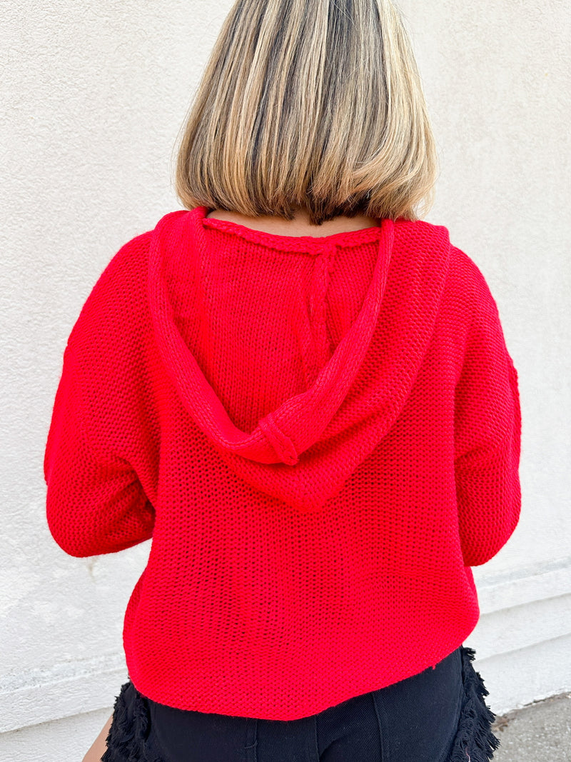 Luisa Soft Knit Hoodie - Red