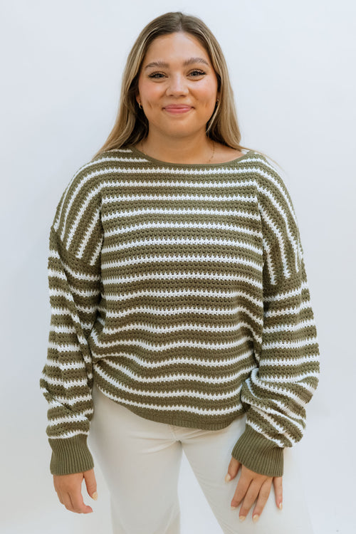 olive green stripped sweater 