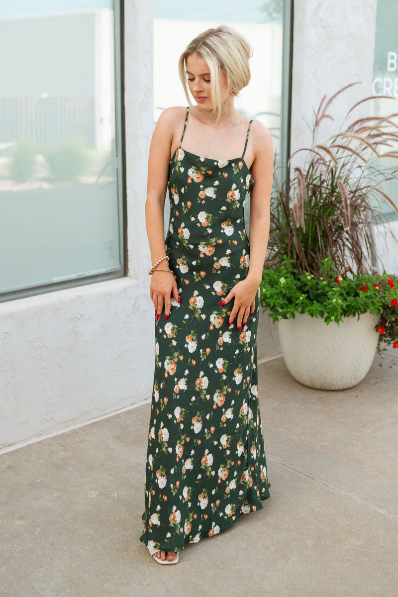 Aspen Floral Midi Dress - Hunter Green