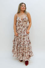 floral dress, floor length floral dress fall floral dress, ruffled floral dress