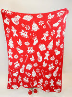 White & Red Christmas Reversible Throw Blanket