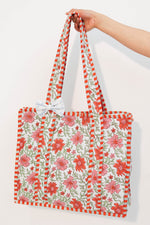 Jane Floral Quilt Tote - Orange