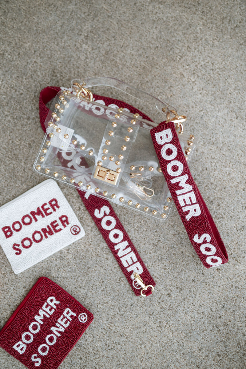 game day accessories essentials red crimson boomer sooner clear stadium bag 