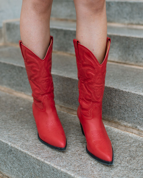 tall mid calf red western boots