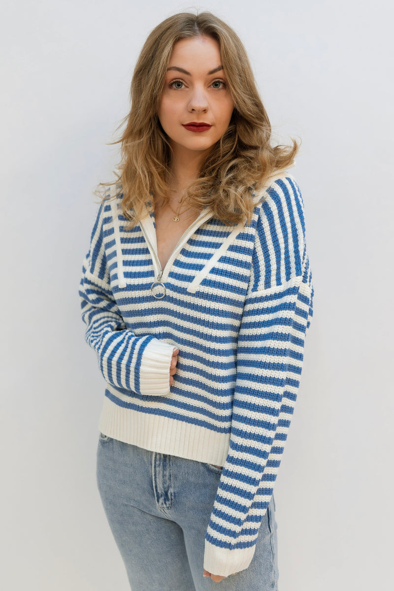 Romina Collared Sweater - Blue