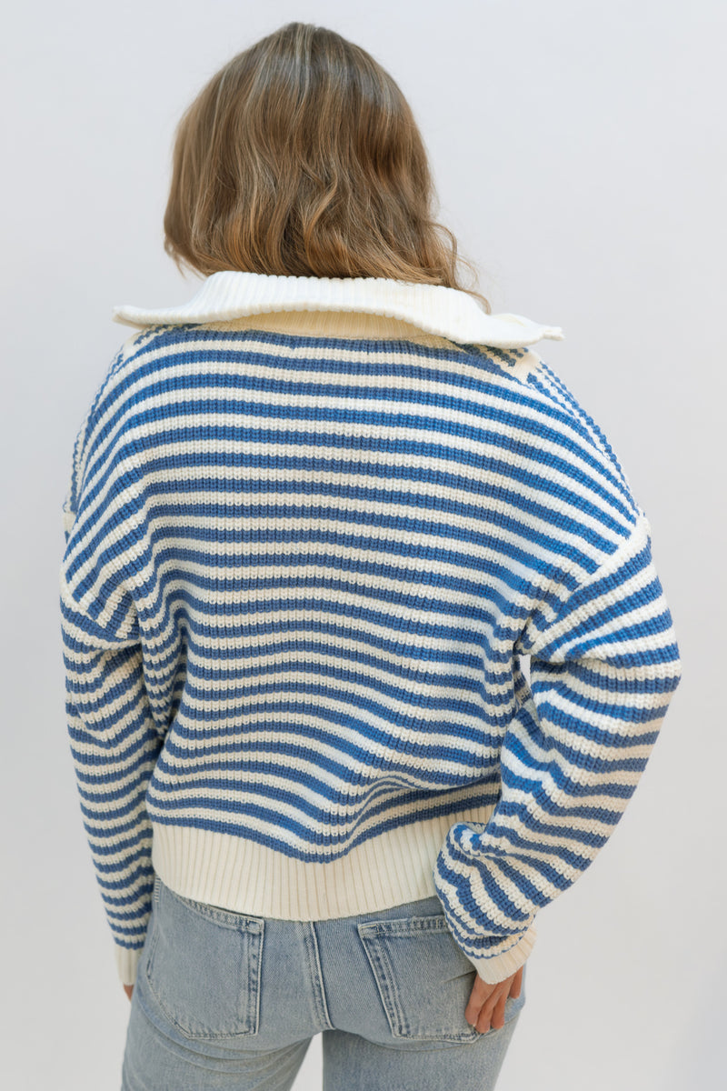 Romina Collared Sweater - Blue