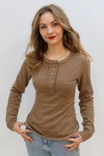 Colleen Waffle Knit Top - Mocha