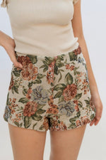 Fall floral tapestry shorts