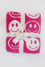 Happy Face Throw Blanket - Fuchsia