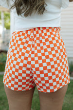 love okie orange white check gingham shorts game day