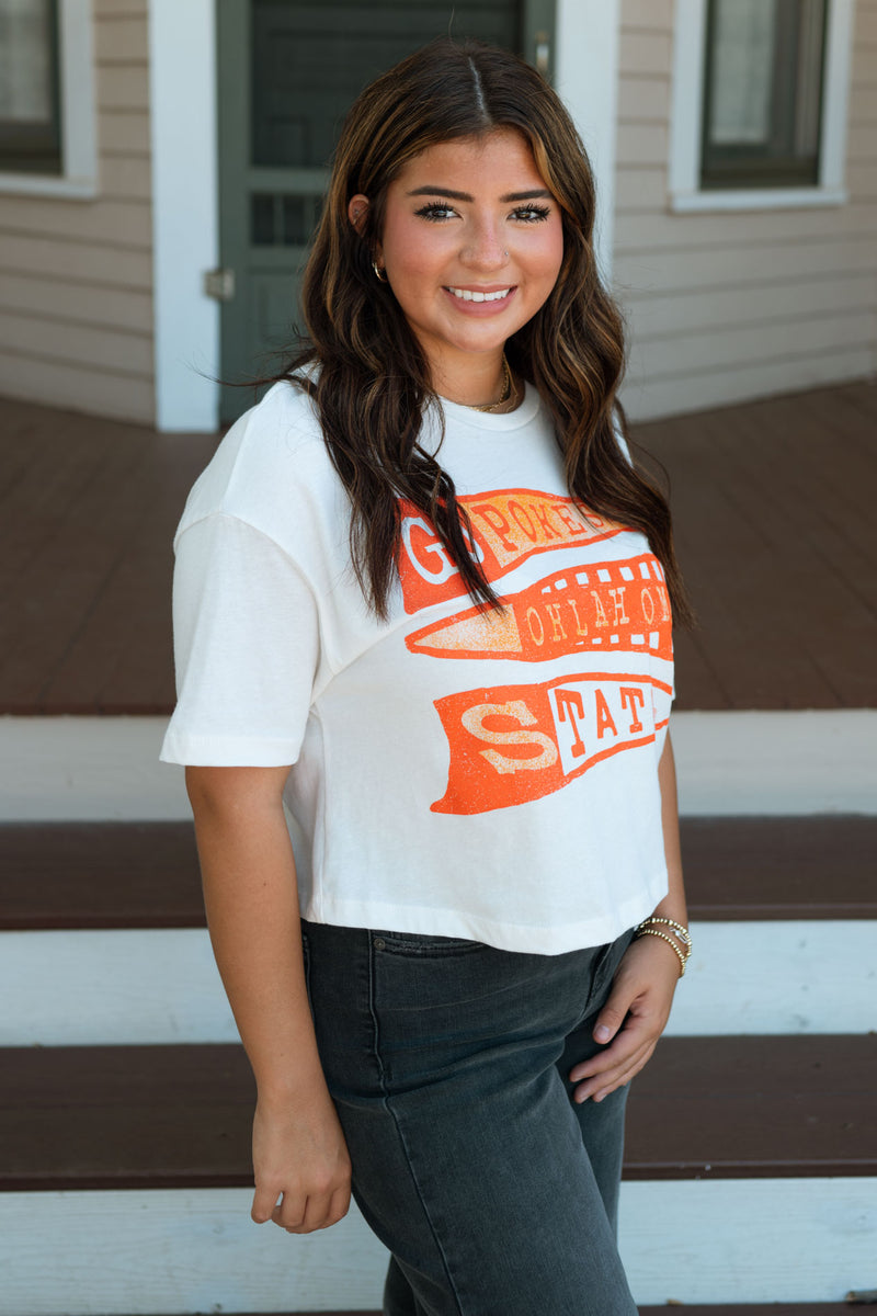 OSU Pennant Cropped Tee