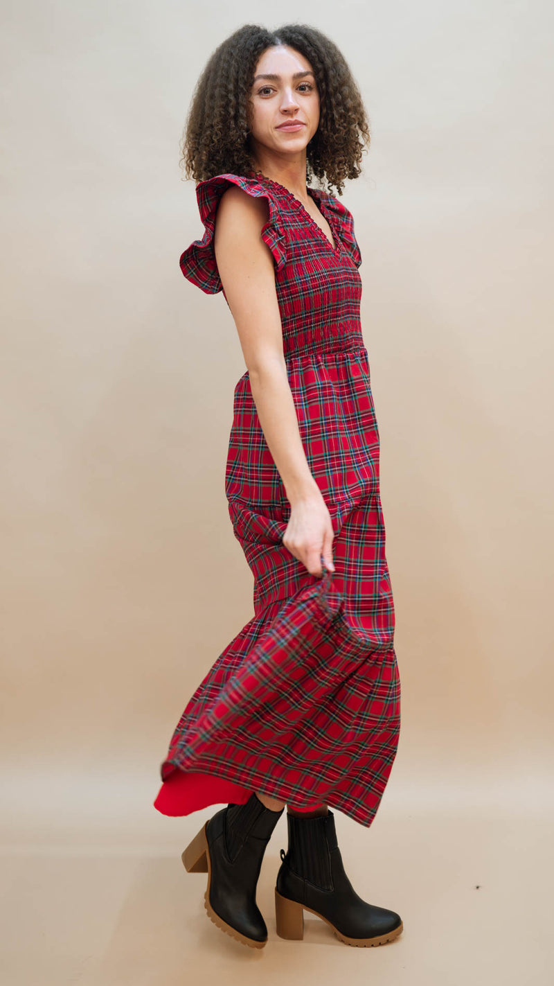 Josephine Plaid Midi Dress