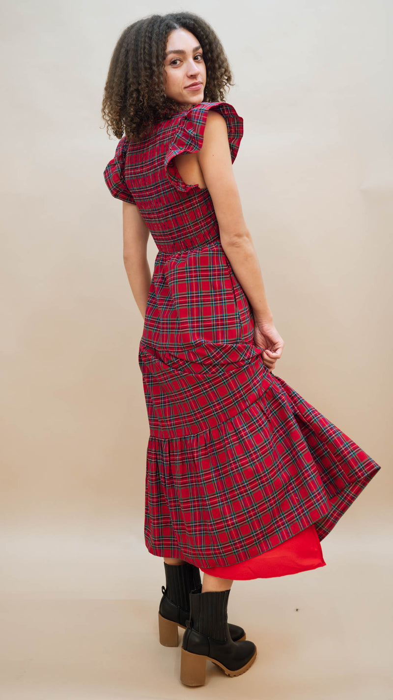 Josephine Plaid Midi Dress