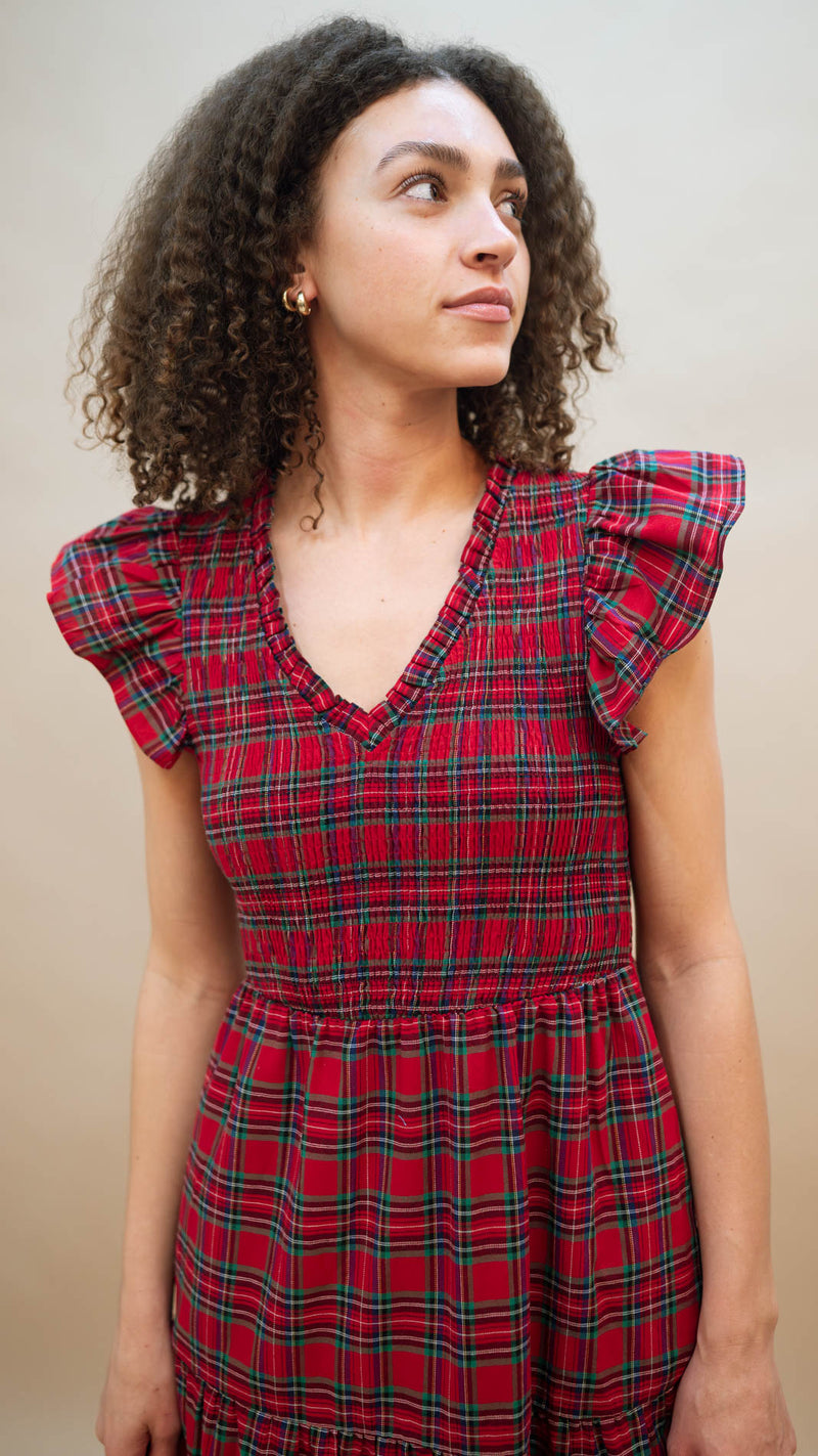 Josephine Plaid Midi Dress