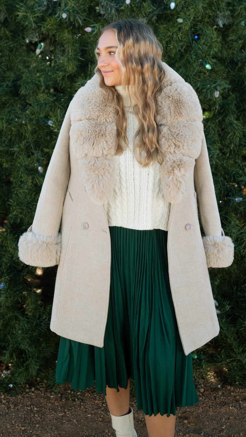 Penny Faux Fur Coat - Cream