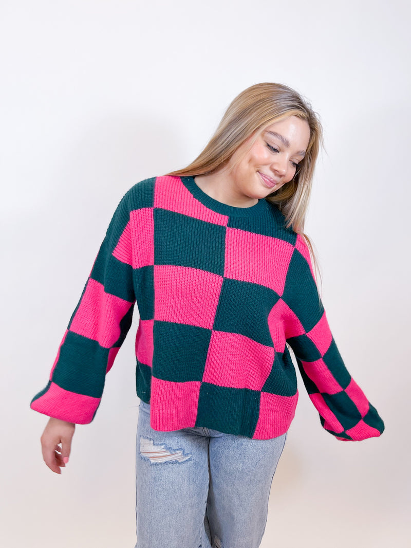 Taylor Duo Checkered Sweater - Green
