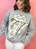 Grey Rolling Stones Floral Lick Sweatshirt