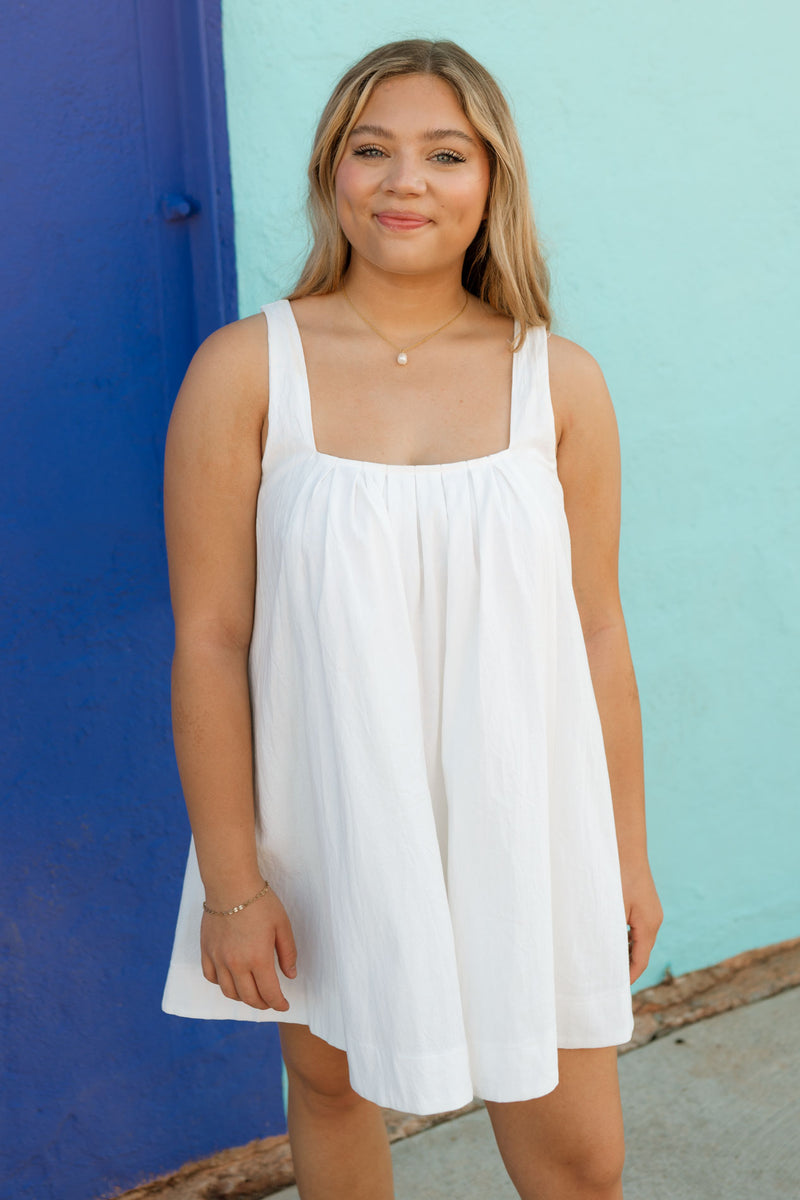 beachy white mini dress casual