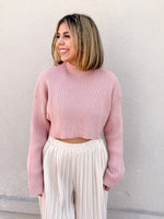 Unwritten Love Cropped Sweater- Rose