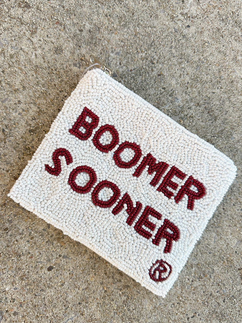 Boomer Sooner Beaded Pouch - White