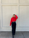 Miko Turtle Neck Cropped Sweater - Red