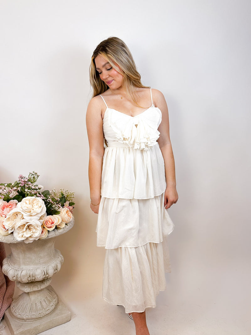 Katie Tiered Midi Dress- Off White